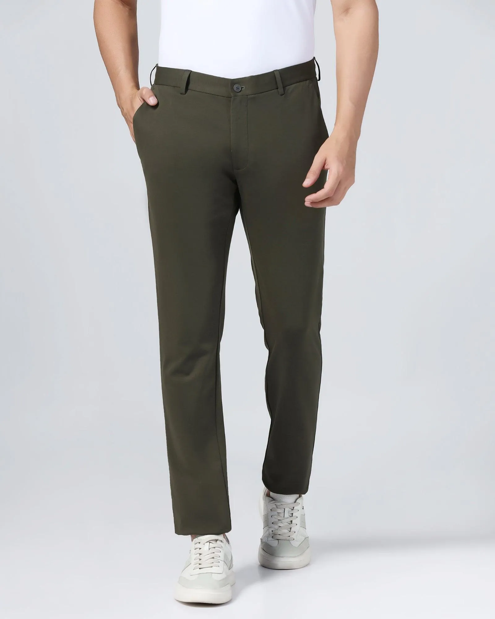 TechPro Slim Fit B-91 Casual Olive Solid Khakis - Ziea Sporty Vibe