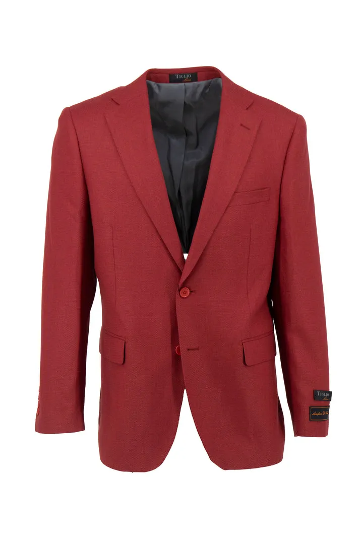 Airtight Seam Sealing Streetwear vibe Tiglio Luxe Red Hopsack Dolcetto Modern Fit, Pure Wool Jacket TL3373