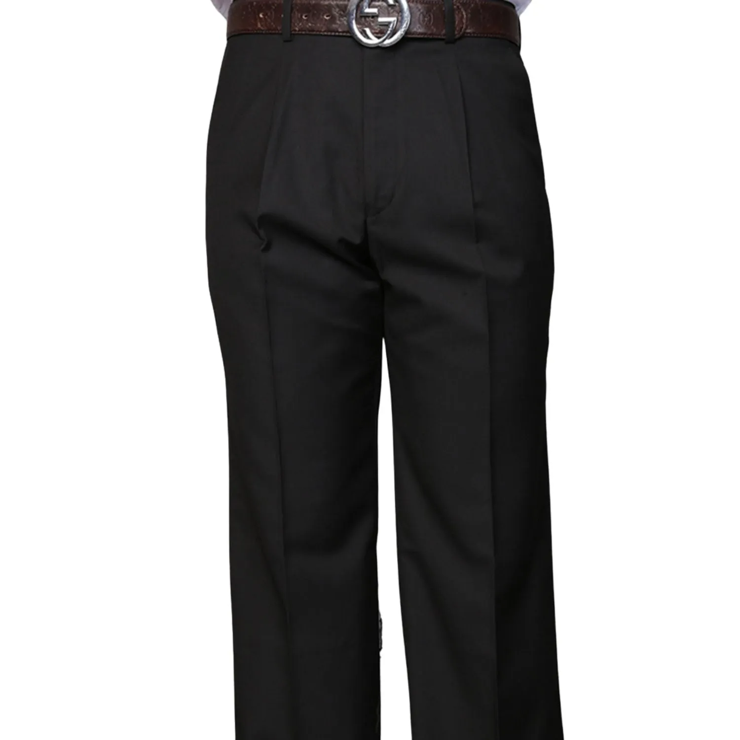Dubhe Collection: Black Pleated Wool Pants CompressionSupport Soft Brushed Lining