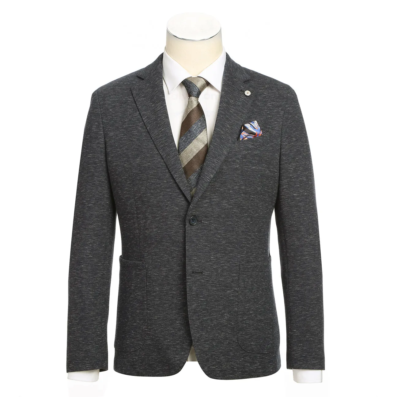 Pellagio Men's Half Canvas Blazer Gray Blue PF24-1 Hypoallergenic Textile AbrasionResistantSurface