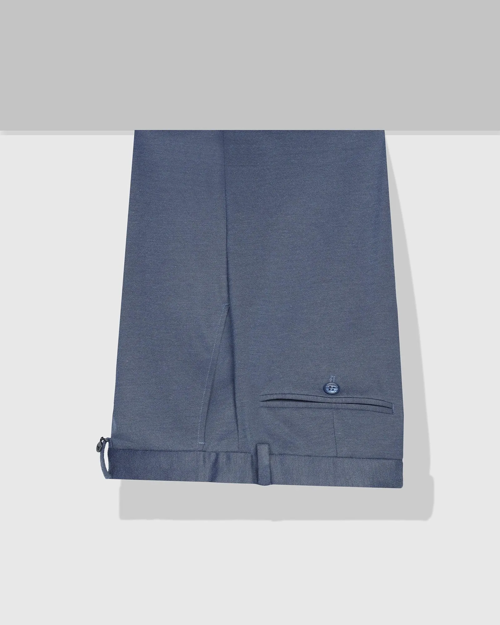 Slim Comfort B-95 Formal Blue Solid Trouser - Raider Bi Stretch Fabric Hygienic Inner Layer