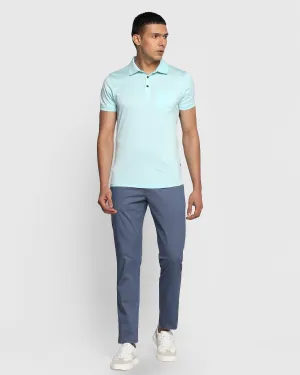 Core Ease Slim Look Slim Fit B-91 Casual Blue Textured Khakis - Bob