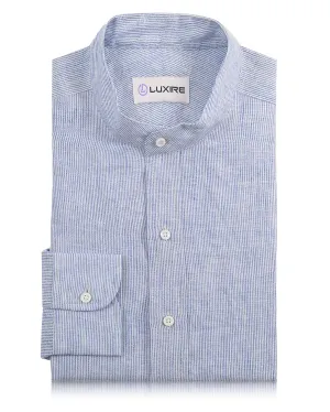 Linen: Blue White Dress Stripes Metro Edge Cool Design