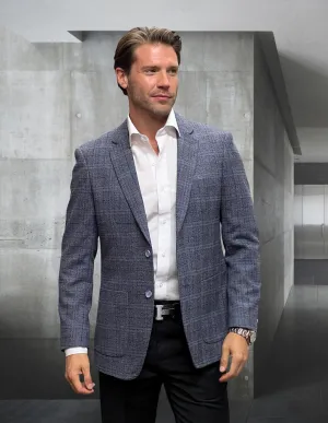 TROPEZ INDIGO PLAID TAILORED FIT BLAZER Moisture Wicking Inner