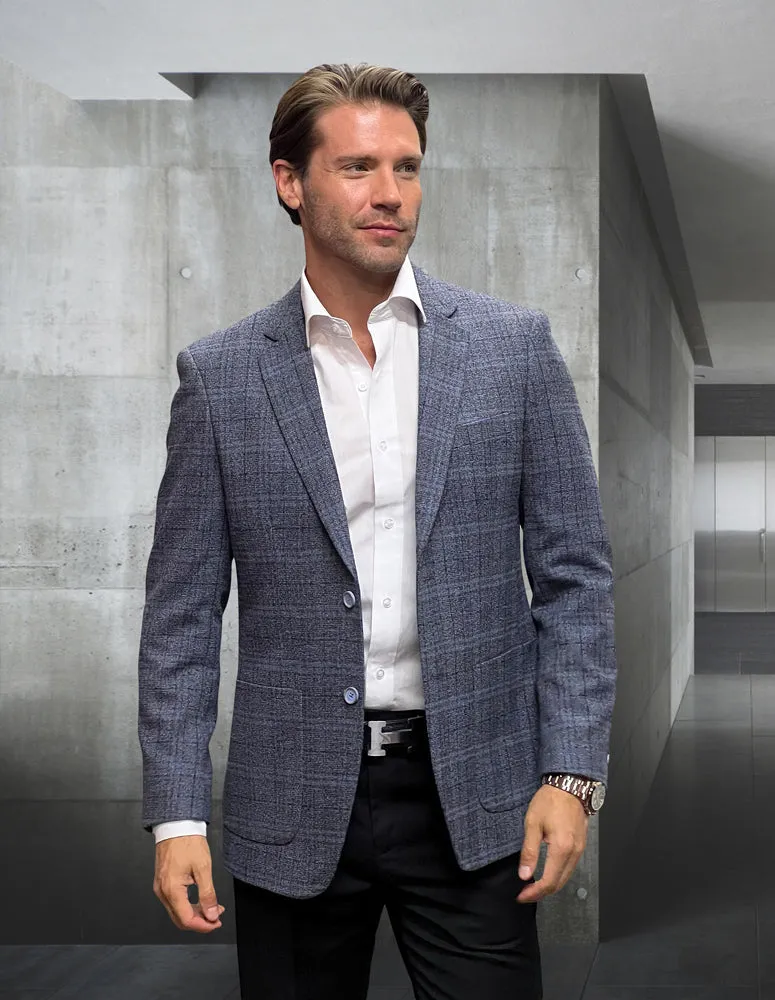 Reversible Style Light Outdoor Layer TROPEZ INDIGO PLAID TAILORED FIT BLAZER