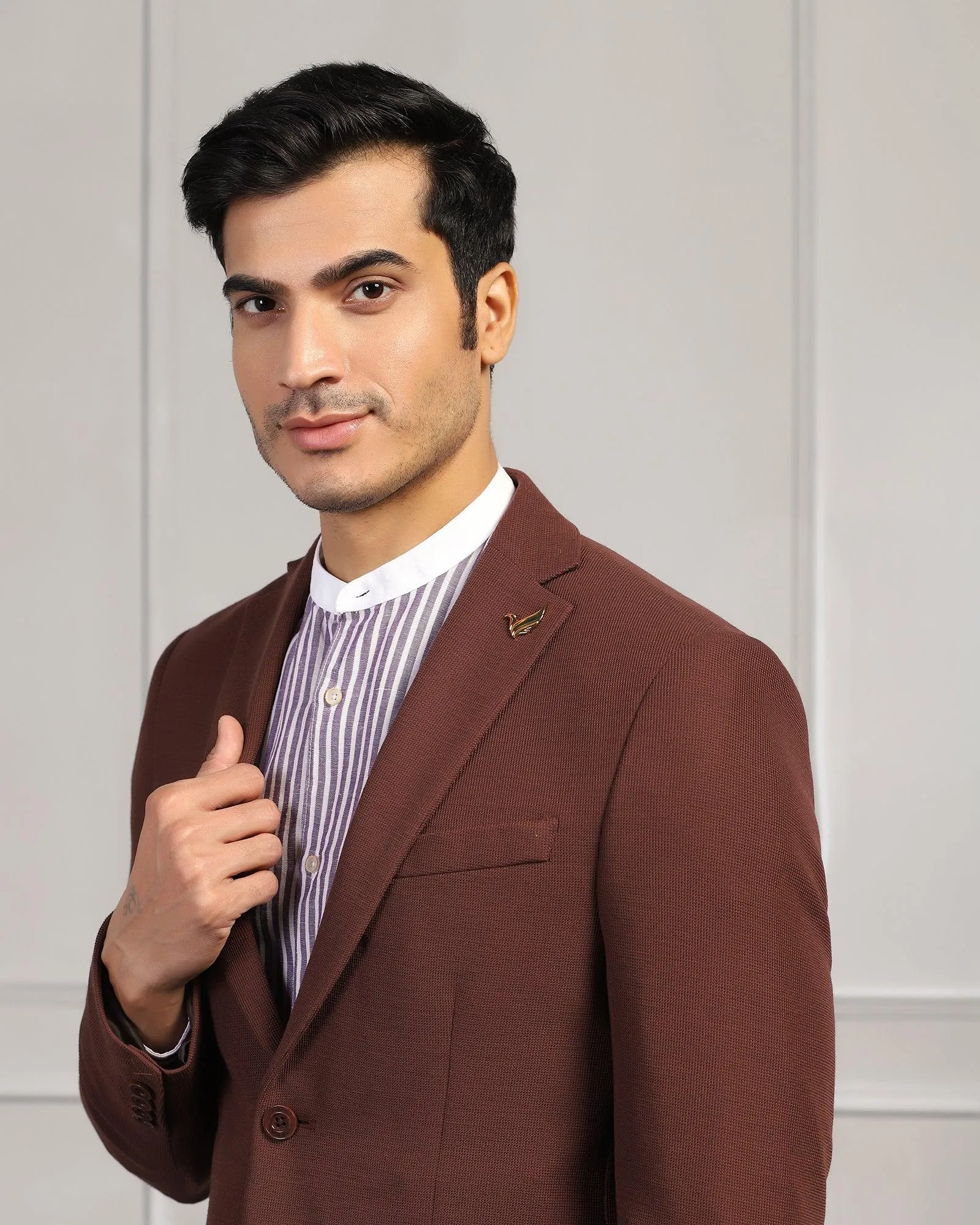 Luxe Formal Rust Textured Blazer - Cannes ThermalReflective Odor Control Finish