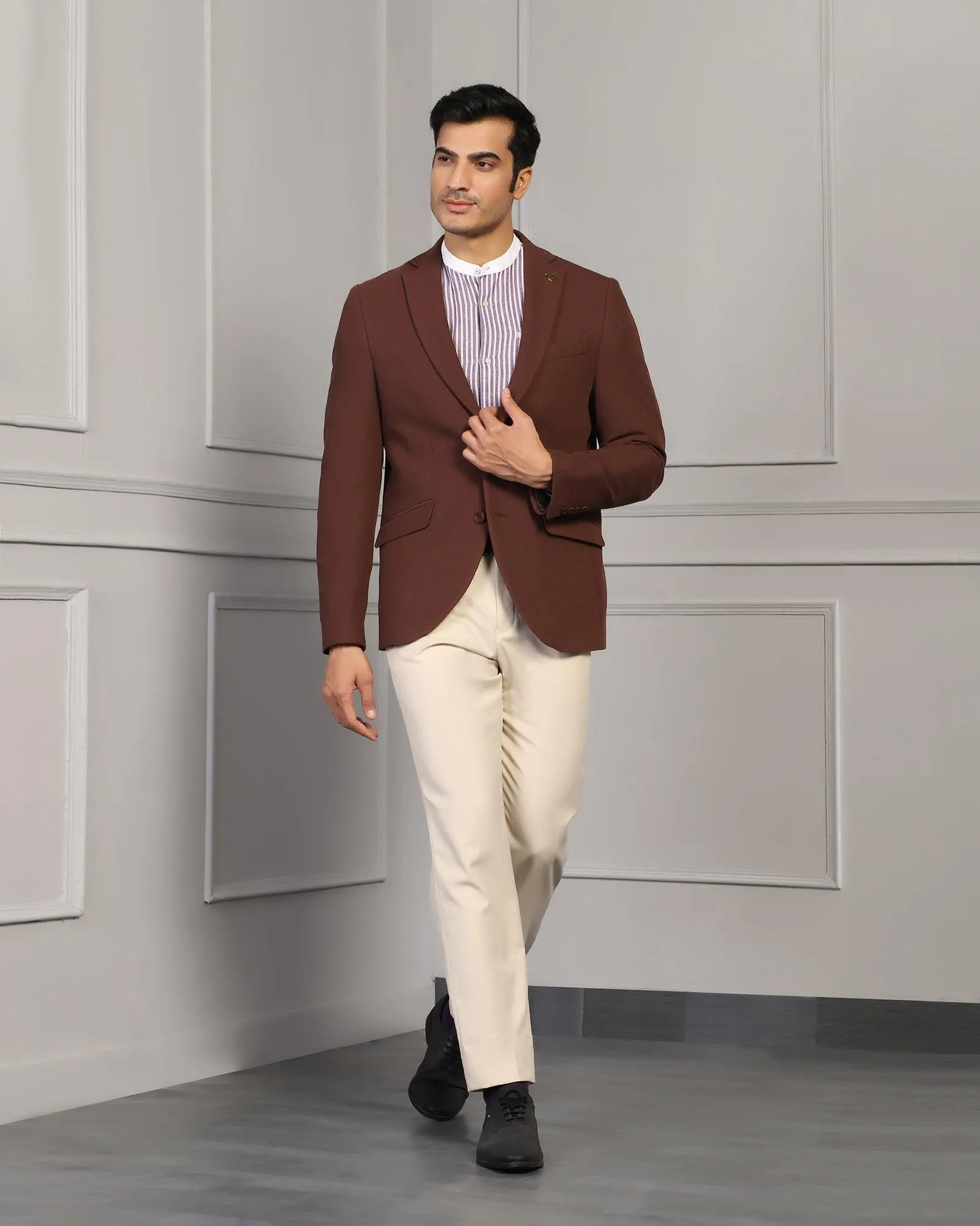 Modern Street Luxe Formal Rust Textured Blazer - Cannes