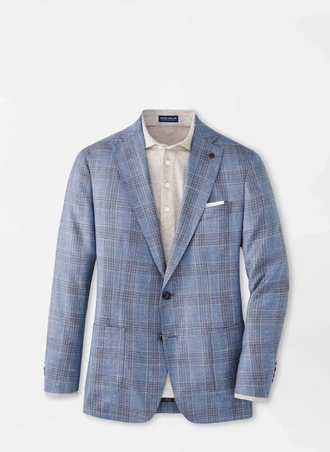 Peter Millar Ames Plaid Soft Jacket in Blue Pearl Ski Use Casual Fit Layer