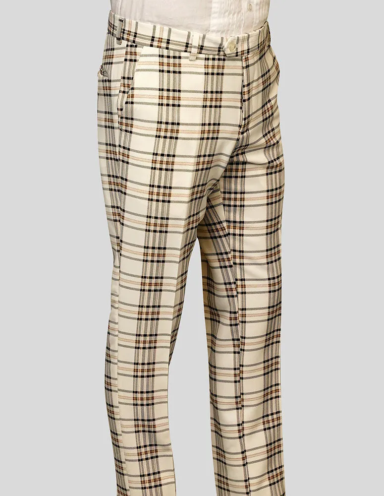OFF WHITE PLAID SLIM FIT DRESS PANTS Functional Layers ReflectiveAccentDetails