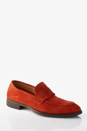 David August Suede Penny Loafer in Burnt Orange Star Walk