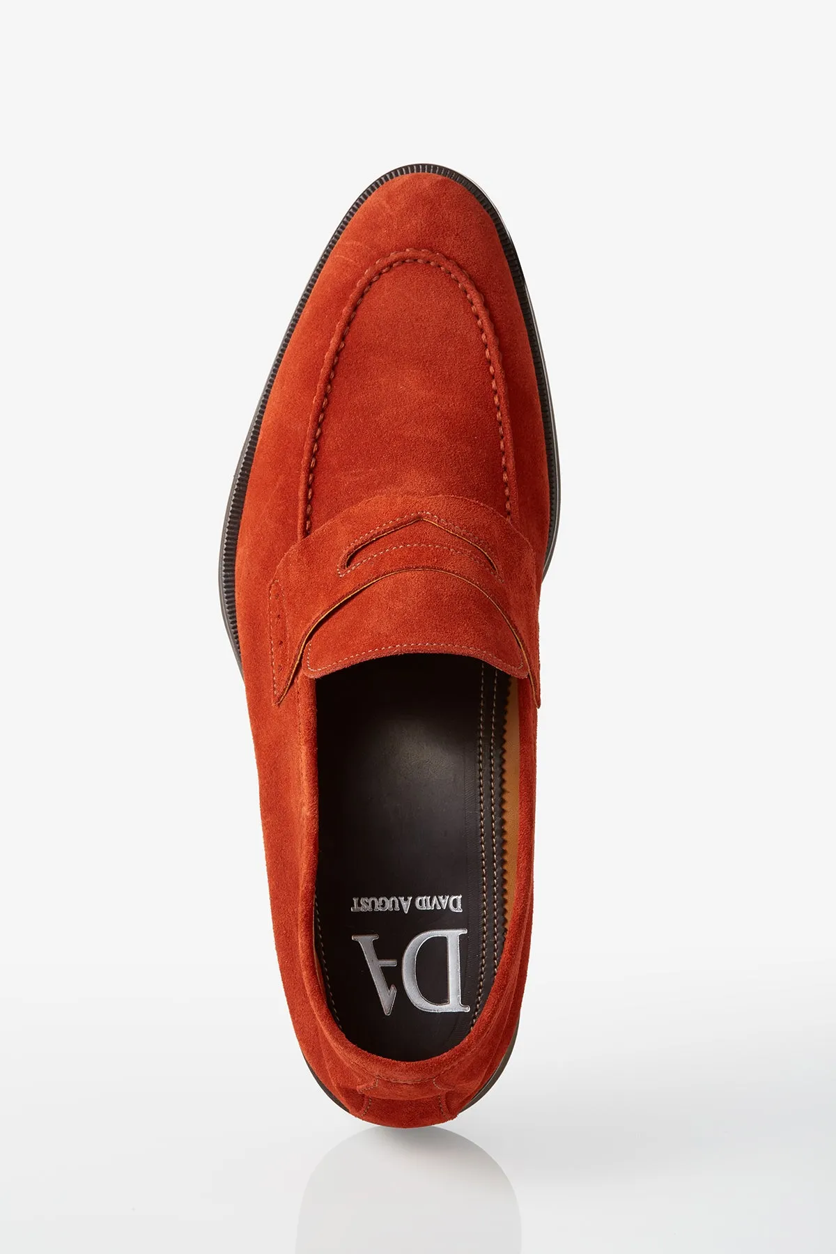 David August Suede Penny Loafer in Burnt Orange Soul Walk Swift Path