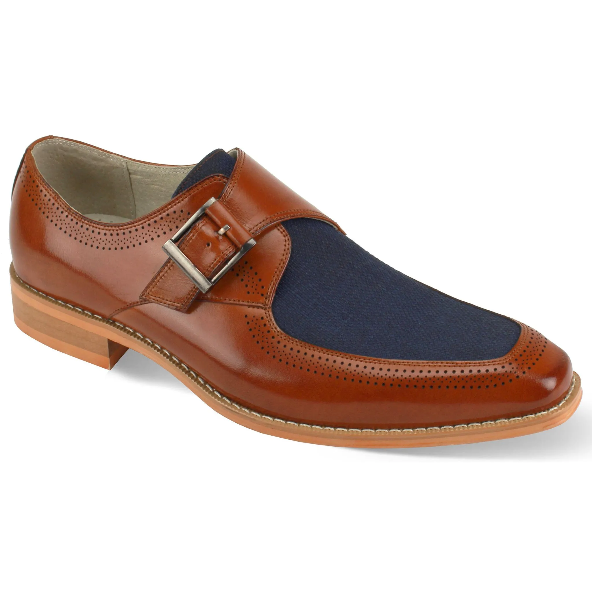 Refined Style Show Shade Giovanni Cognac Linen Monkstrap Shoe