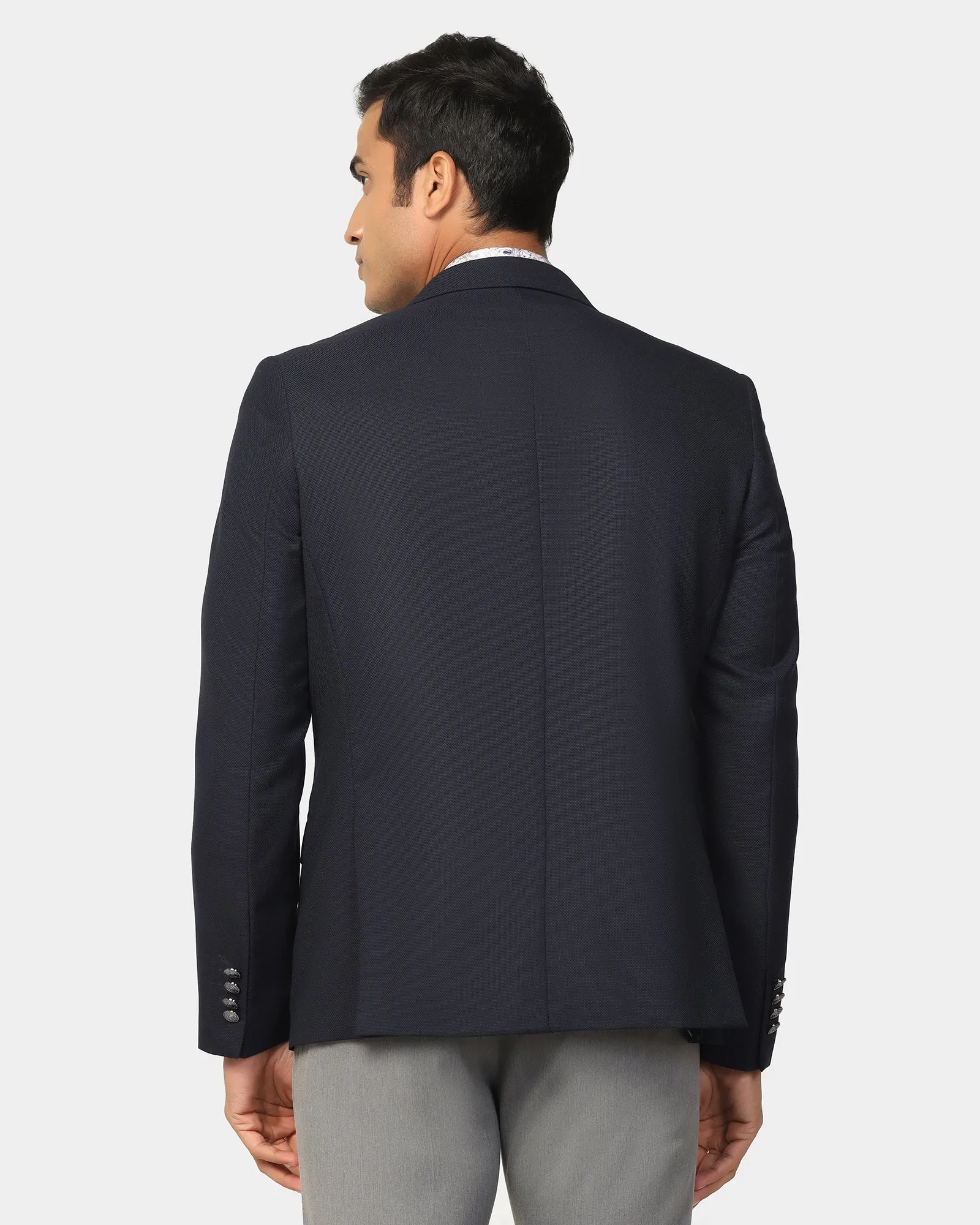 Formal Navy Textured Blazer - Quaint Day To Day