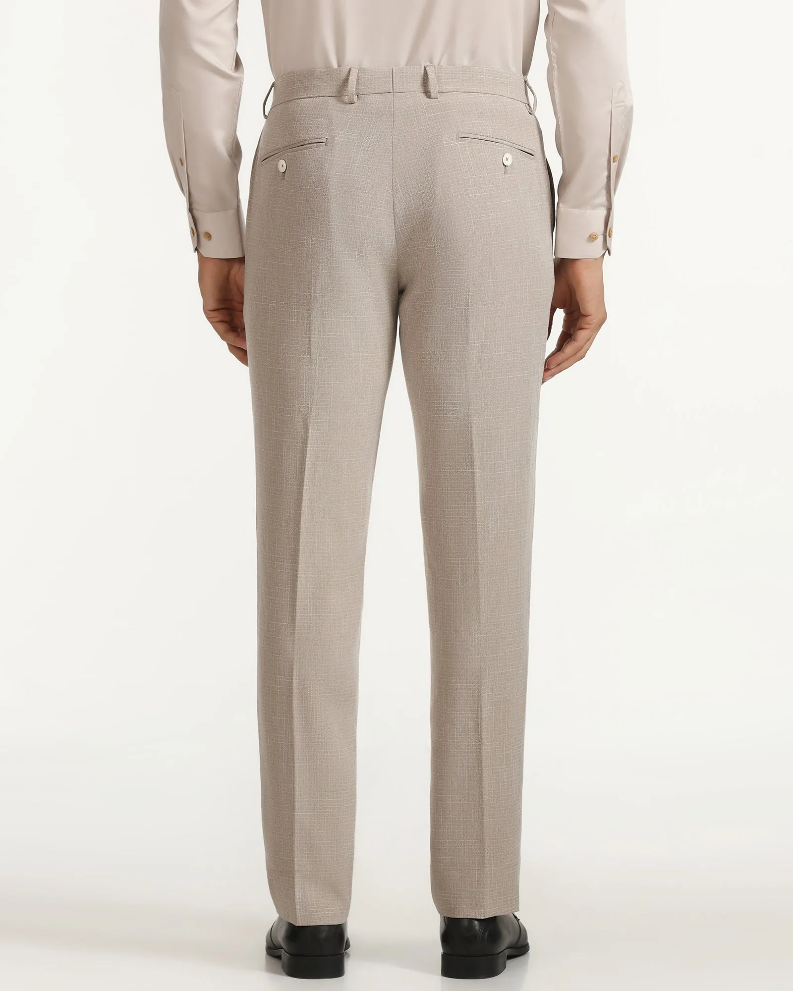 Movement Ease Slim Fit B-91 Formal Beige Textured Trouser - Tumi