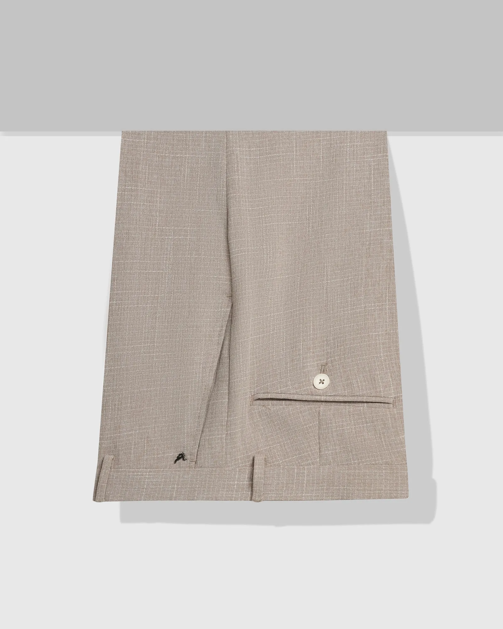 Slim Fit B-91 Formal Beige Textured Trouser - Tumi Tapered ankle Core Support