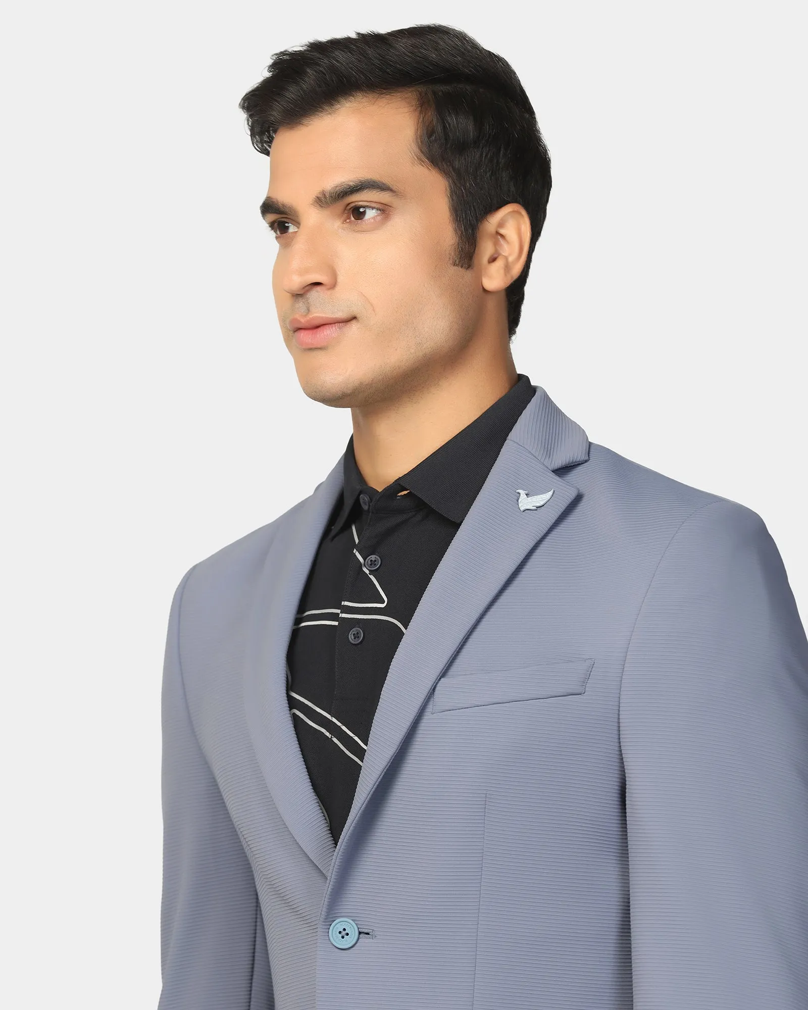 DoubleLayeredCuffs TechPro Formal Blue Stripe Blazer - Kuma