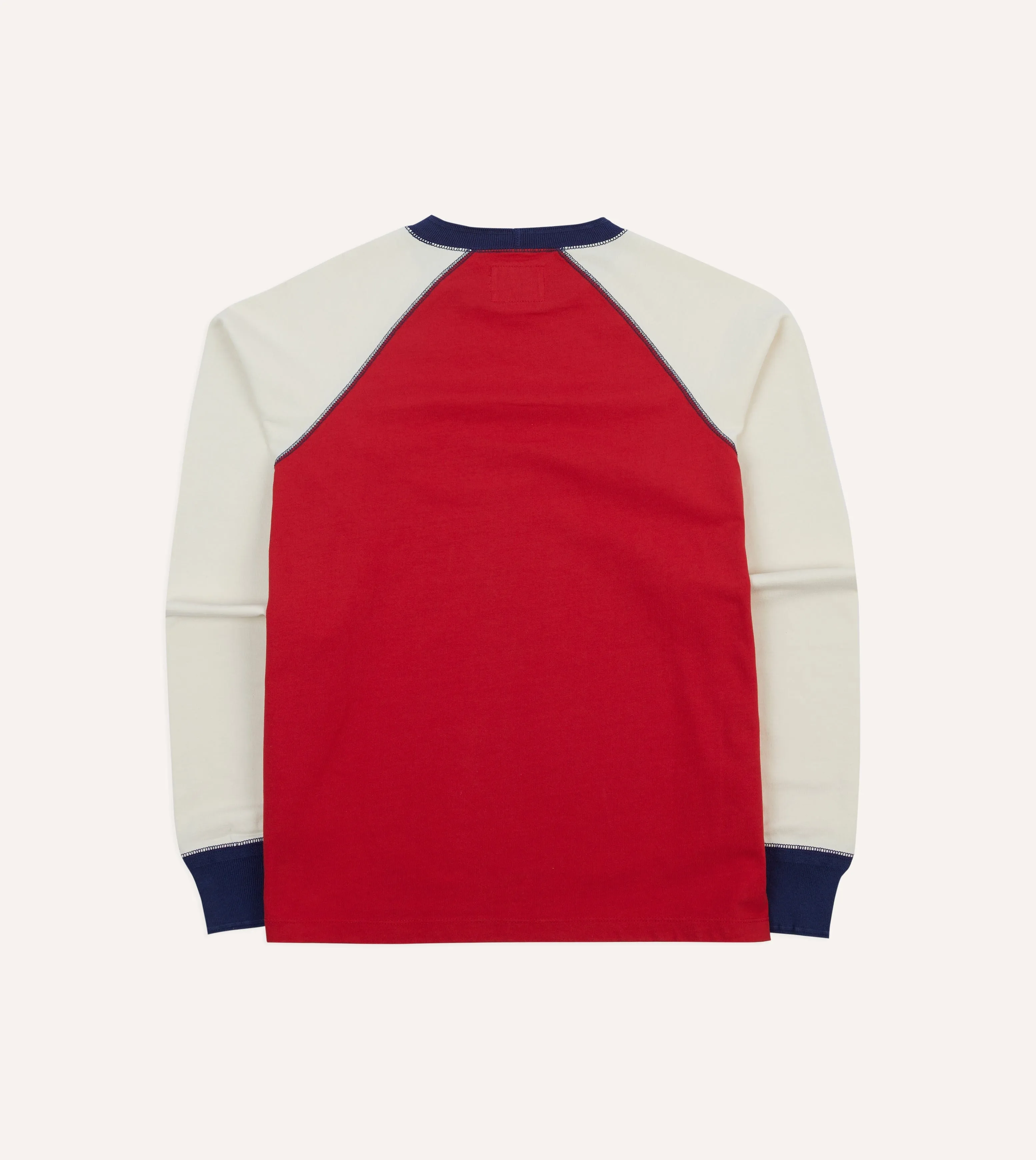 Red and Ecru Long Sleeve Raglan T-Shirt Perfect for Outdoors Hypoallergenic fabric