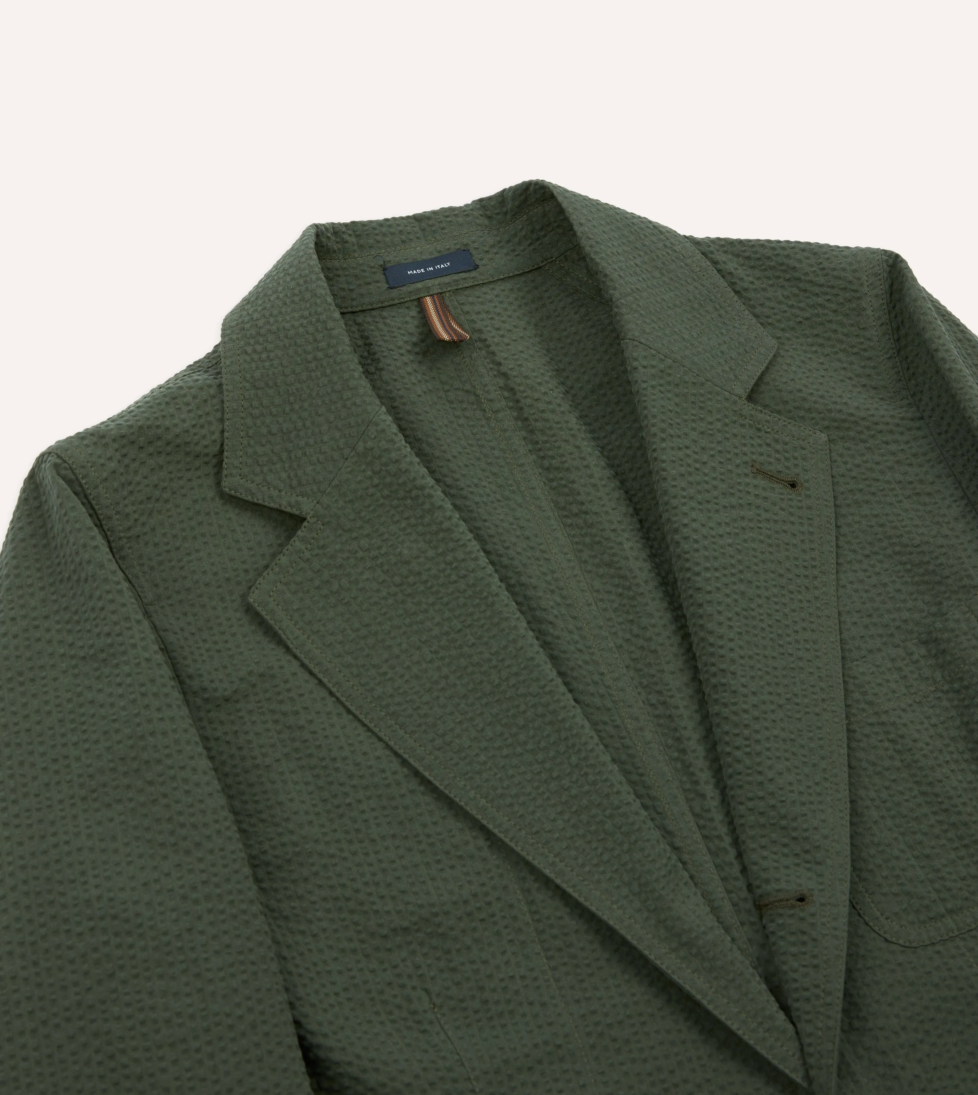 Temperature Regulating Membrane Comfort Fit Design Olive Seersucker Games Blazer Mk. I