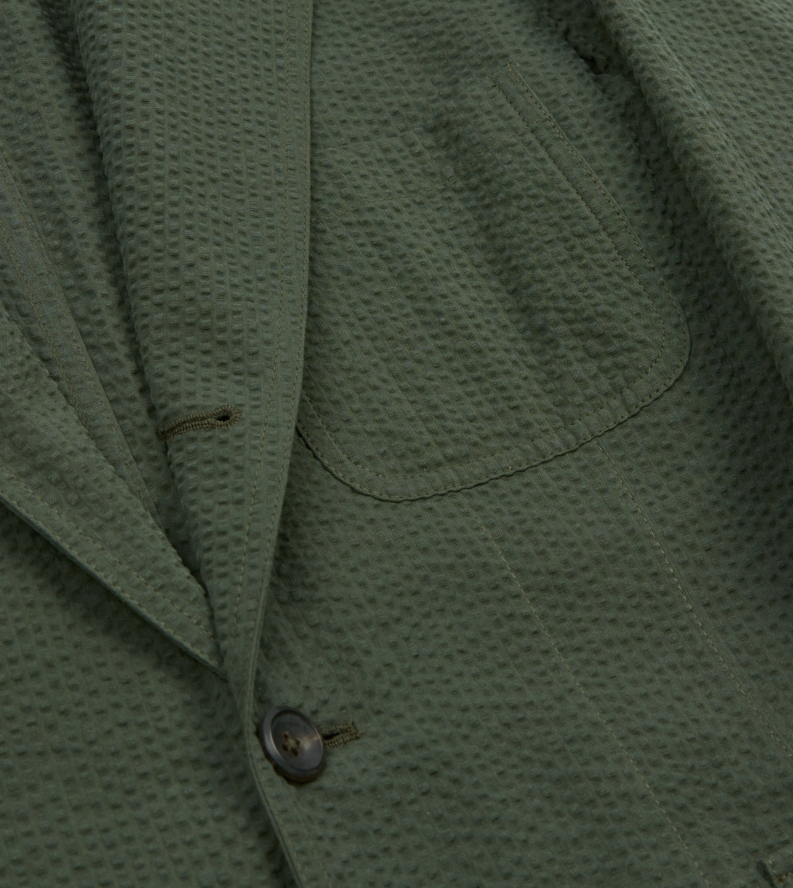 Adjustable Detachable Hood Soft Layers Olive Seersucker Games Blazer Mk. I