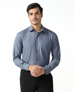 Mid Blue Textured Shirt - Zander garden party