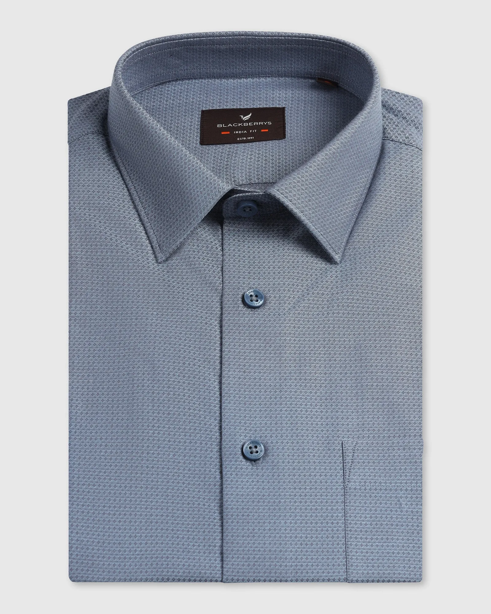 Corporate Wear Mid Blue Textured Shirt - Zander