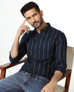 Navy Stripe Shirt - Huon Daytime Look
