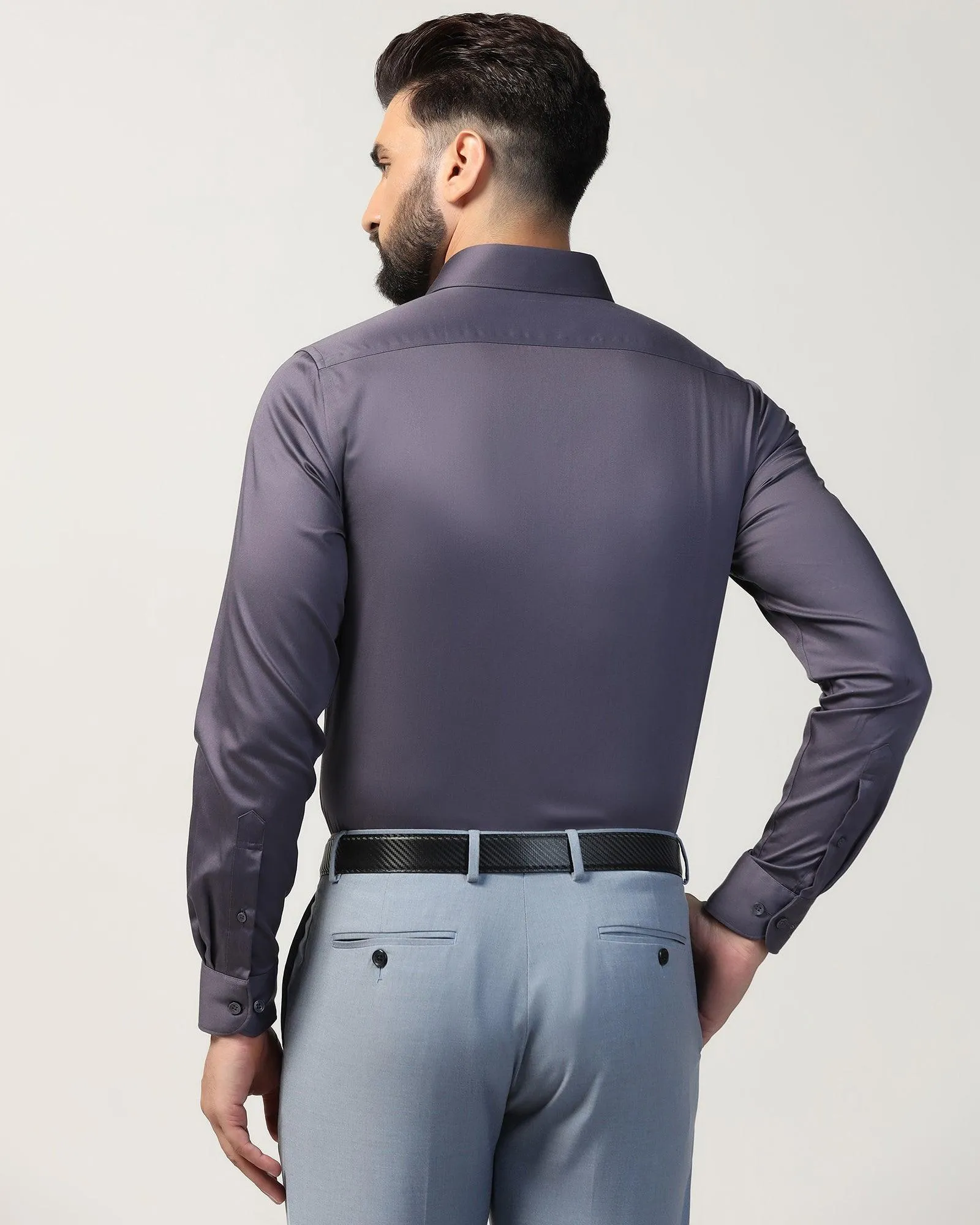 Non Iron Formal Dark Purple Solid Shirt - Rolf Odor Resistant