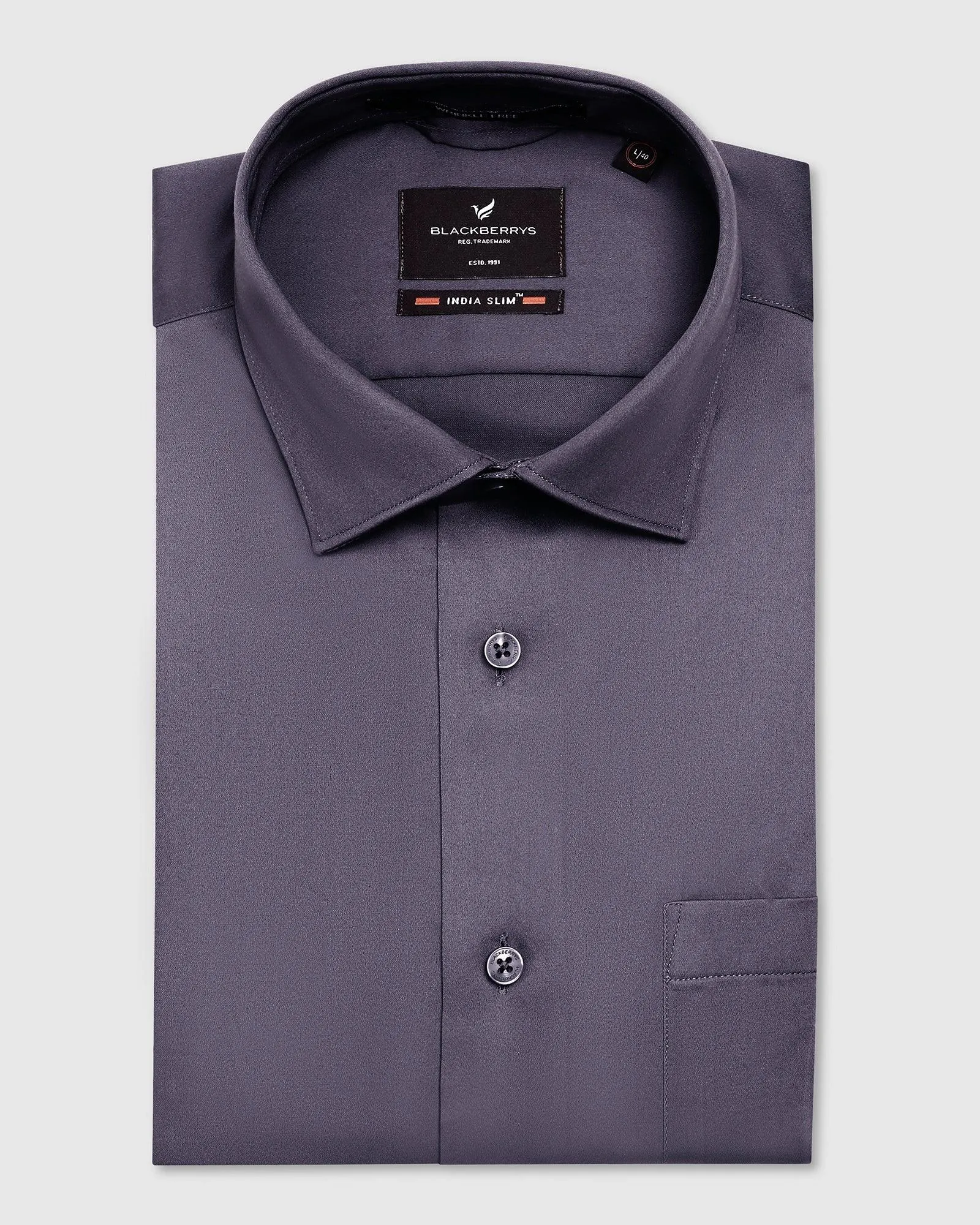 Non Iron Formal Dark Purple Solid Shirt - Rolf Wardrobe Must-Have Non Restrictive Fit