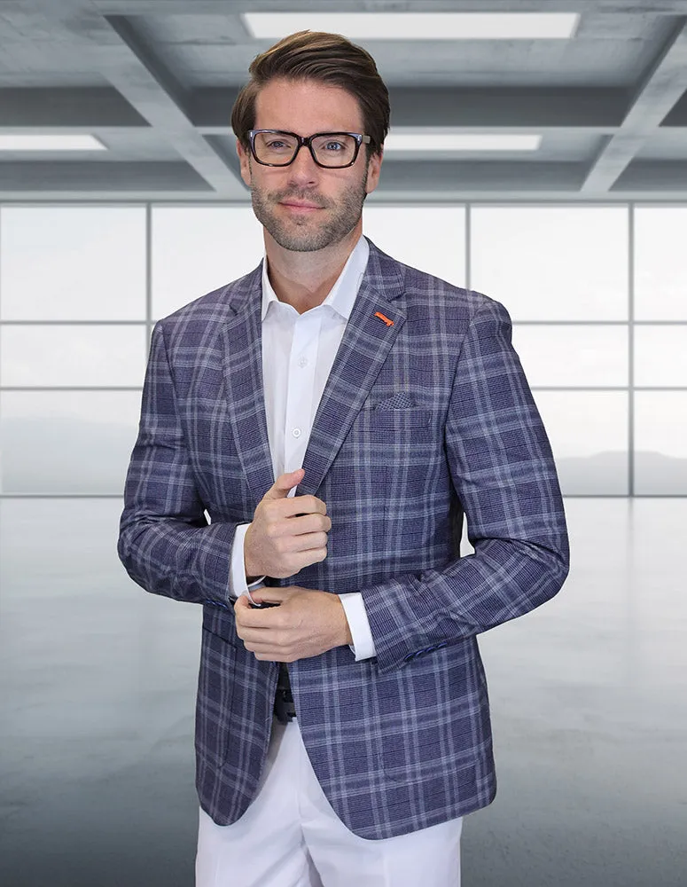 WESTFIELD EGGPLANT PLAID MODERN FIT BLAZER Recycled Material Travel Comfort