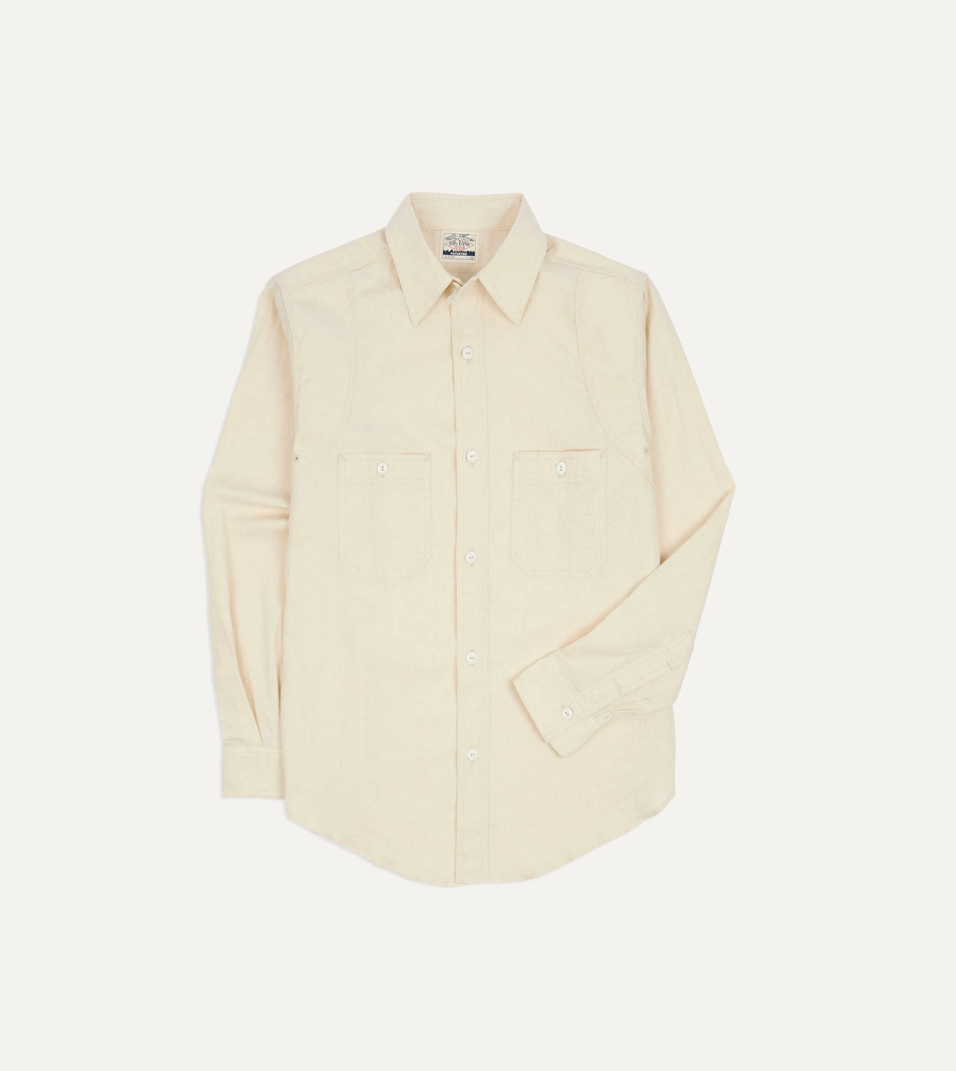 Sophisticated Style Brushed Inner Lining Big Yank '1920' Ecru Cotton-Linen Twill Flyer Shirt
