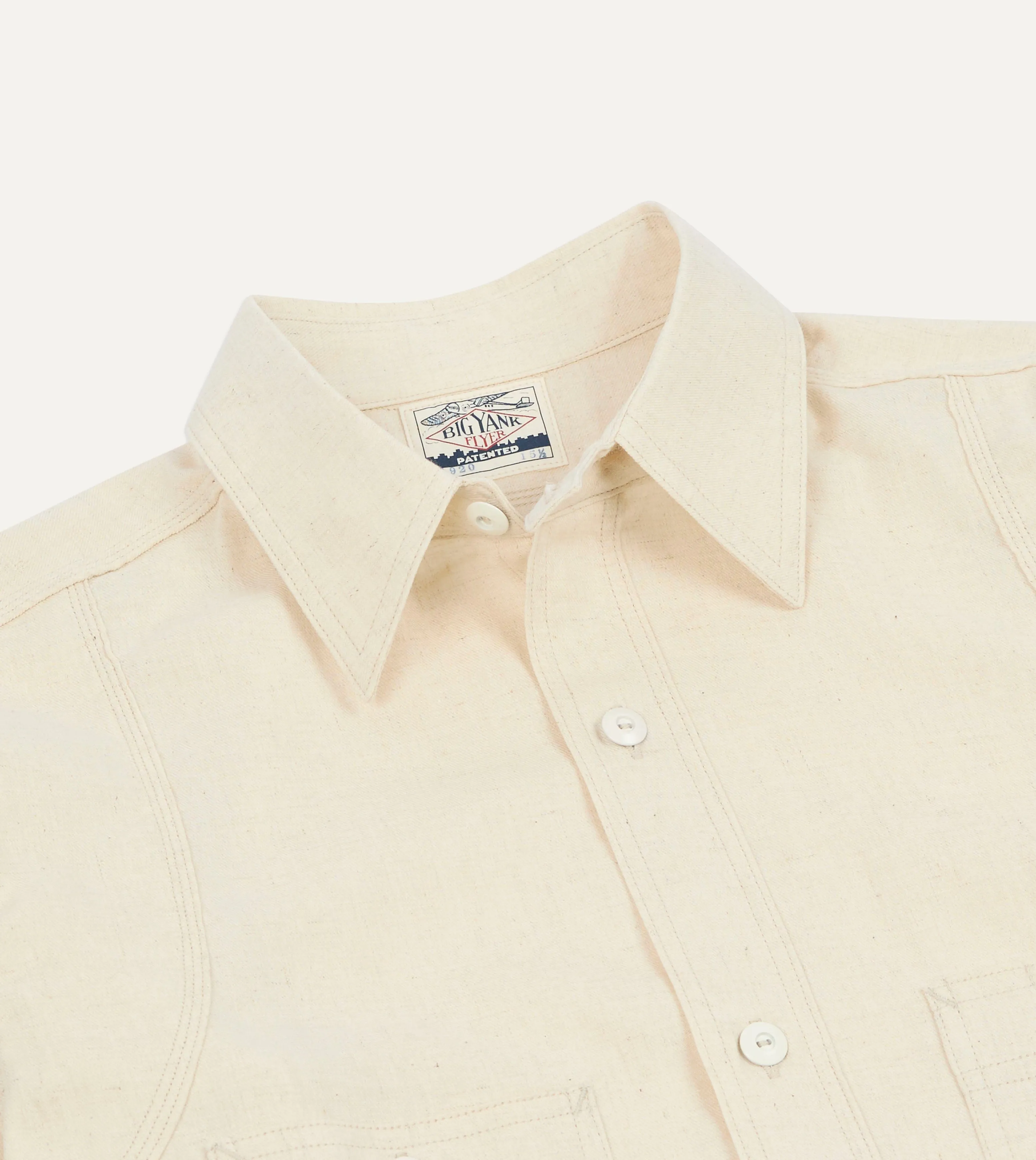 Big Yank '1920' Ecru Cotton-Linen Twill Flyer Shirt Runway Inspired
