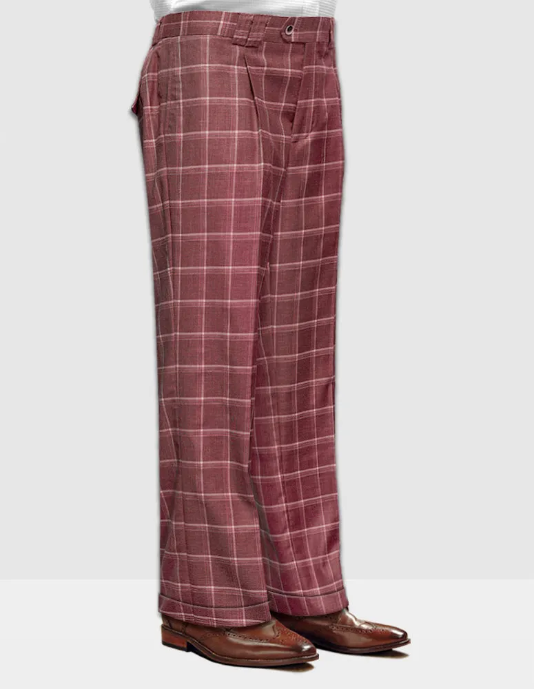 Shape Retention slim fit BRICK PLAID WIDE LEG DRESS PANTS