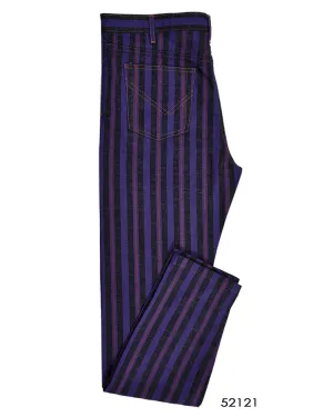 Purple Stripes On Indigo Denim Jeans Durable Fabric