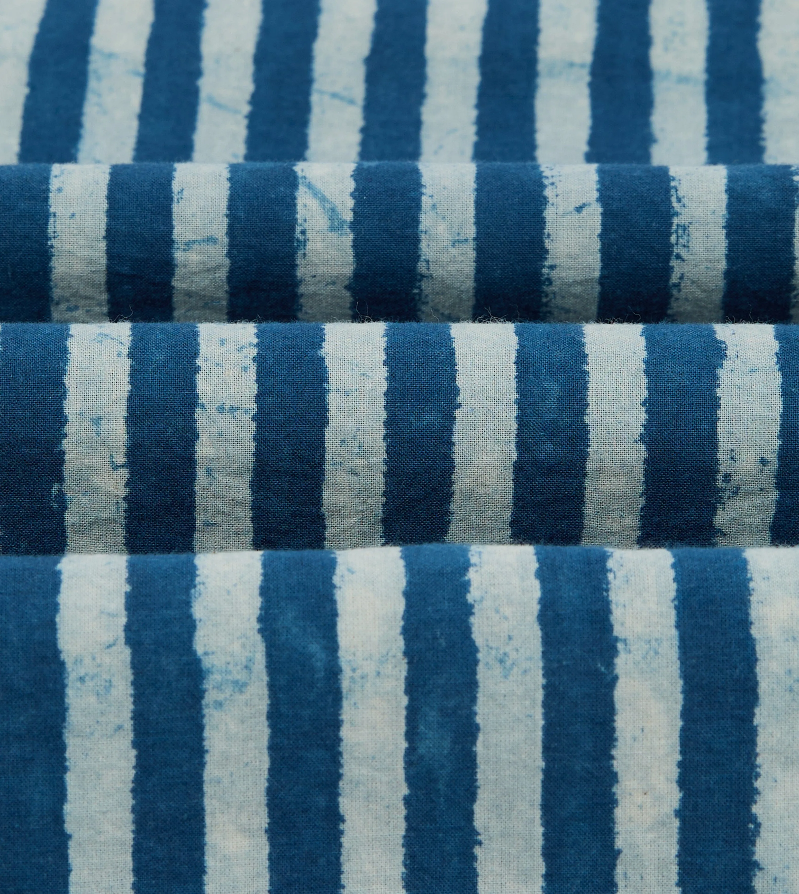 Fashion Forward Indigo Stripe Block Print Cotton Camp Collar Short Sleeve Shirt