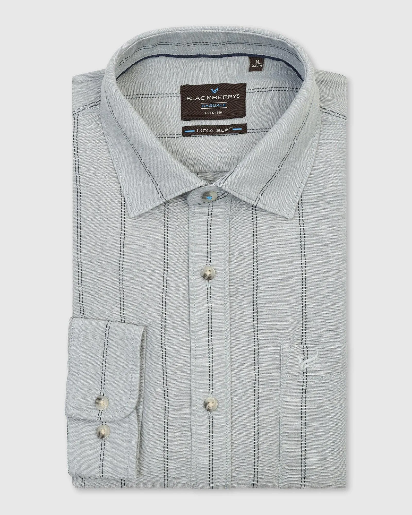 Linen Casual Grey Stripe Shirt - Henry Sheer Panel Chic Look