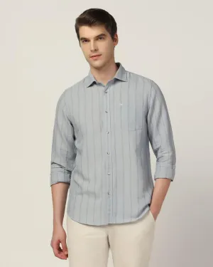 Mature Elegance Linen Casual Grey Stripe Shirt - Henry