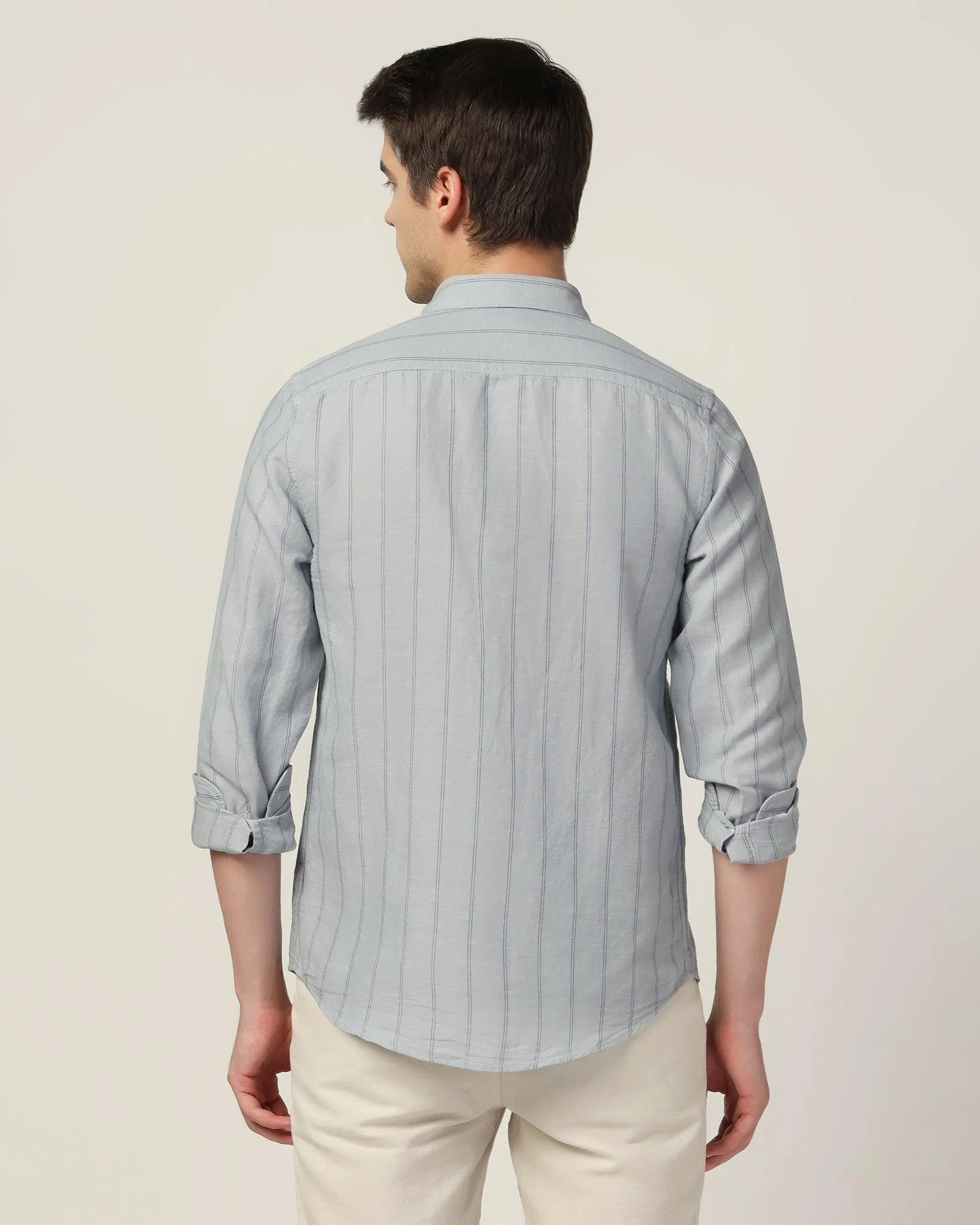 hypoallergenic Linen Casual Grey Stripe Shirt - Henry