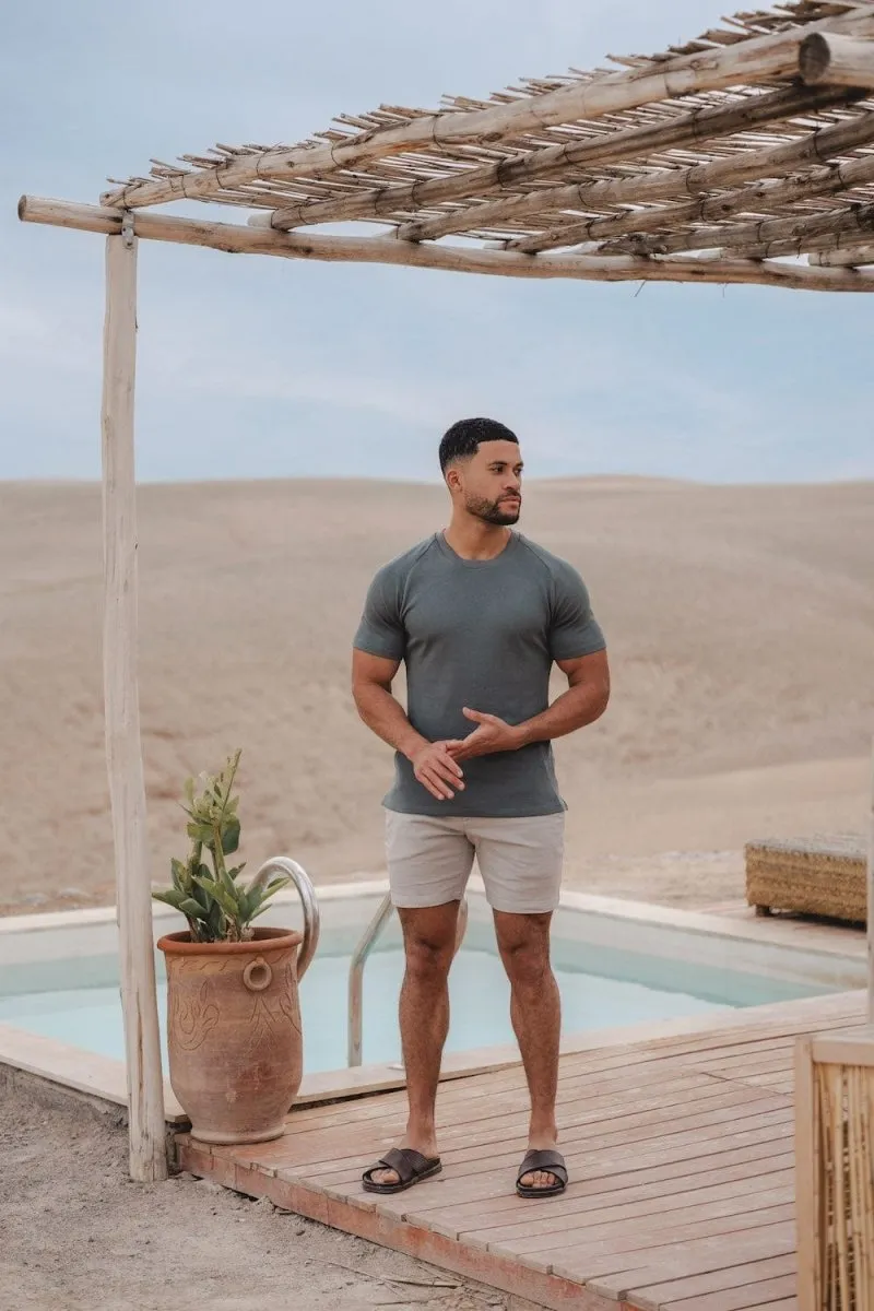 EasyCare Fabric Knit Look T-Shirt in Khaki Grey