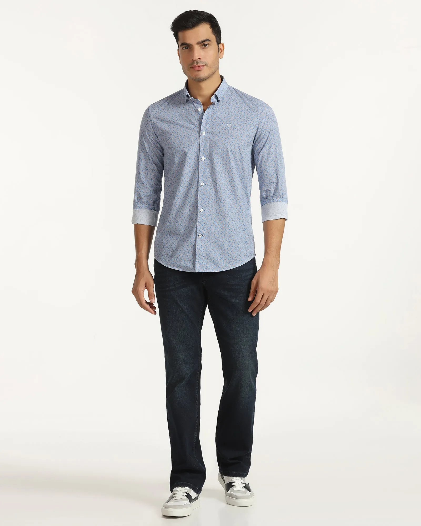 Casual Purple Printed Shirt - Ritsu Anti Pilling Treatment