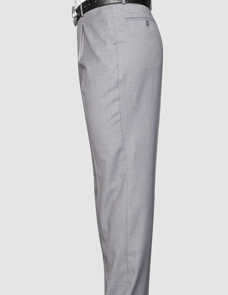 GRAY REGULAR FIT PLEATED PANTS Travel Comfort