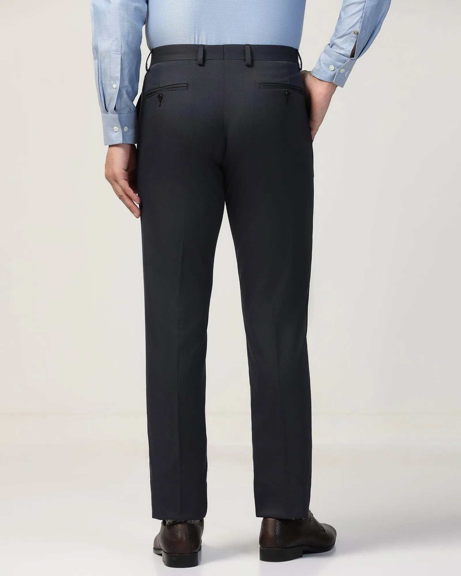 Lightweight Layer Comfy Motion Slim Comfort B-95 Formal Charcoal Textured Trouser - Tesla