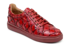 Belvedere Kingstone Exotic Genuine Pirarucu Leather Sneakers in Red Street Smart