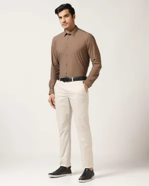 TechPro Slim Comfort B-95 Casual Stone Beige Solid Khakis - Andros Stretchable Comfort