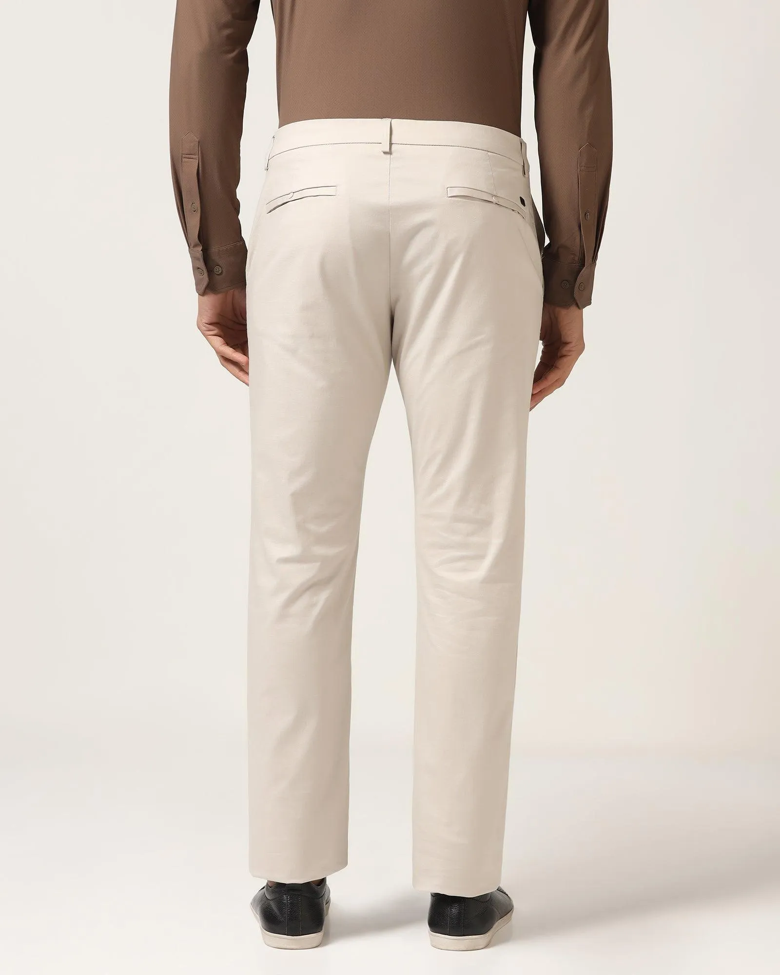 TechPro Slim Comfort B-95 Casual Stone Beige Solid Khakis - Andros Premium Look