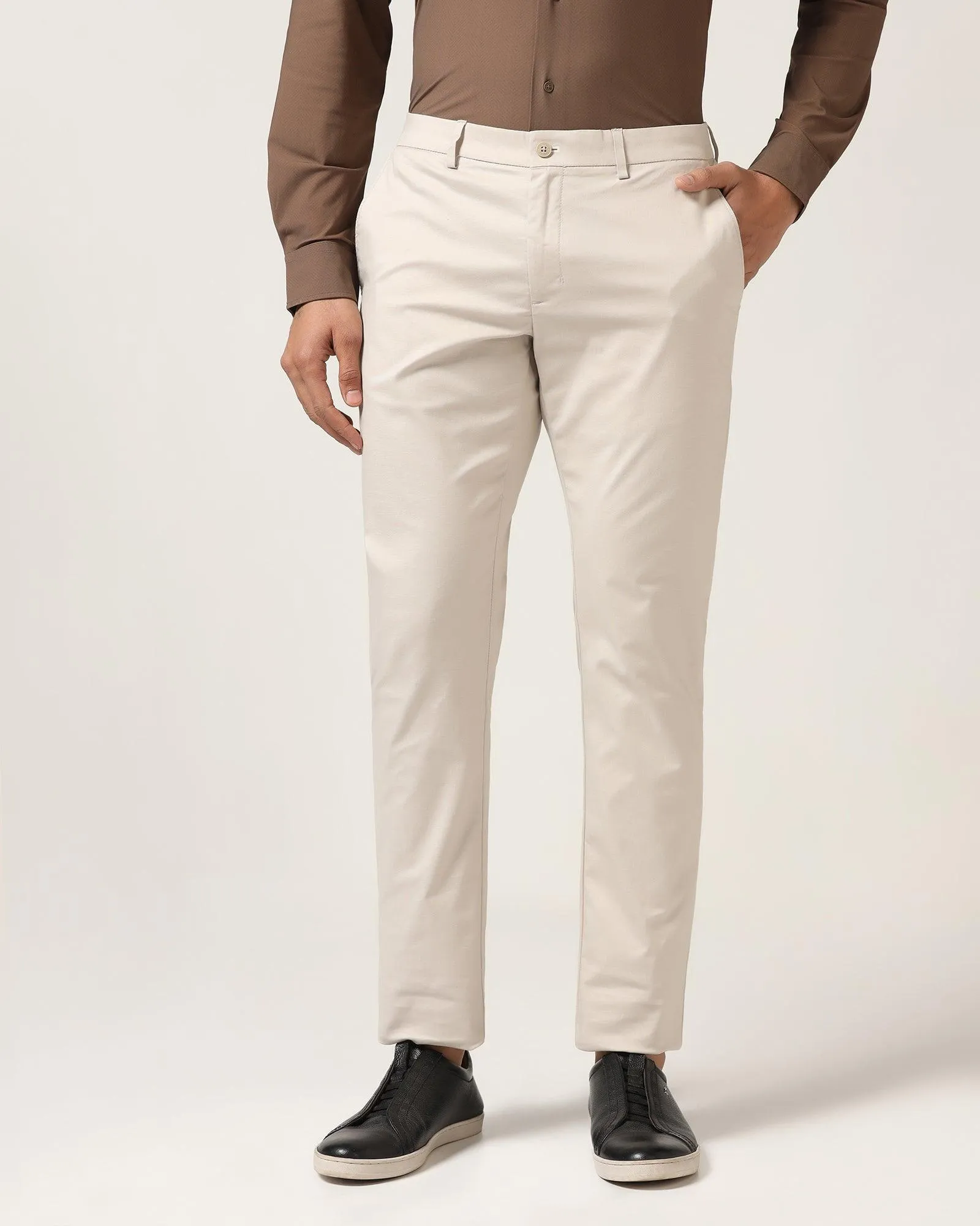 TechPro Slim Comfort B-95 Casual Stone Beige Solid Khakis - Andros Chilly Weather Fit