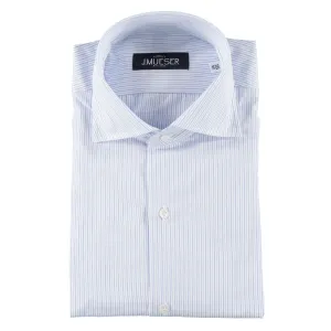 Blue Alternating Stripe Spread Collar Shirt Utility Jacket