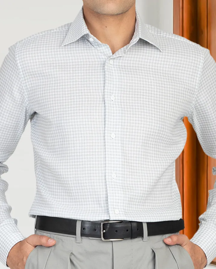 Greenish- Grey Linen Gingham Shirt MultiPurposePockets