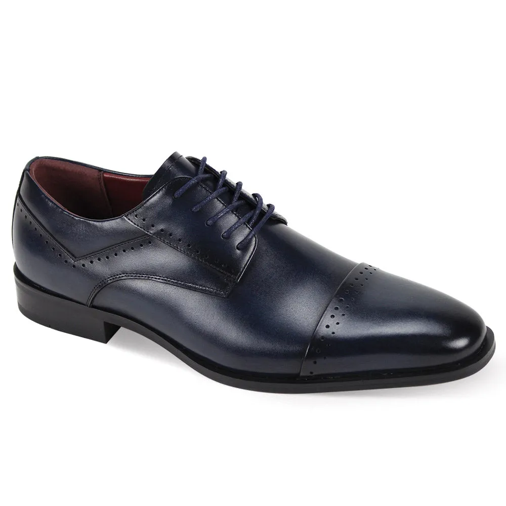 Artisan Collection: Navy Lace-Up Shoes ?C Genuine Leather with Brogue Detailing Casual Move