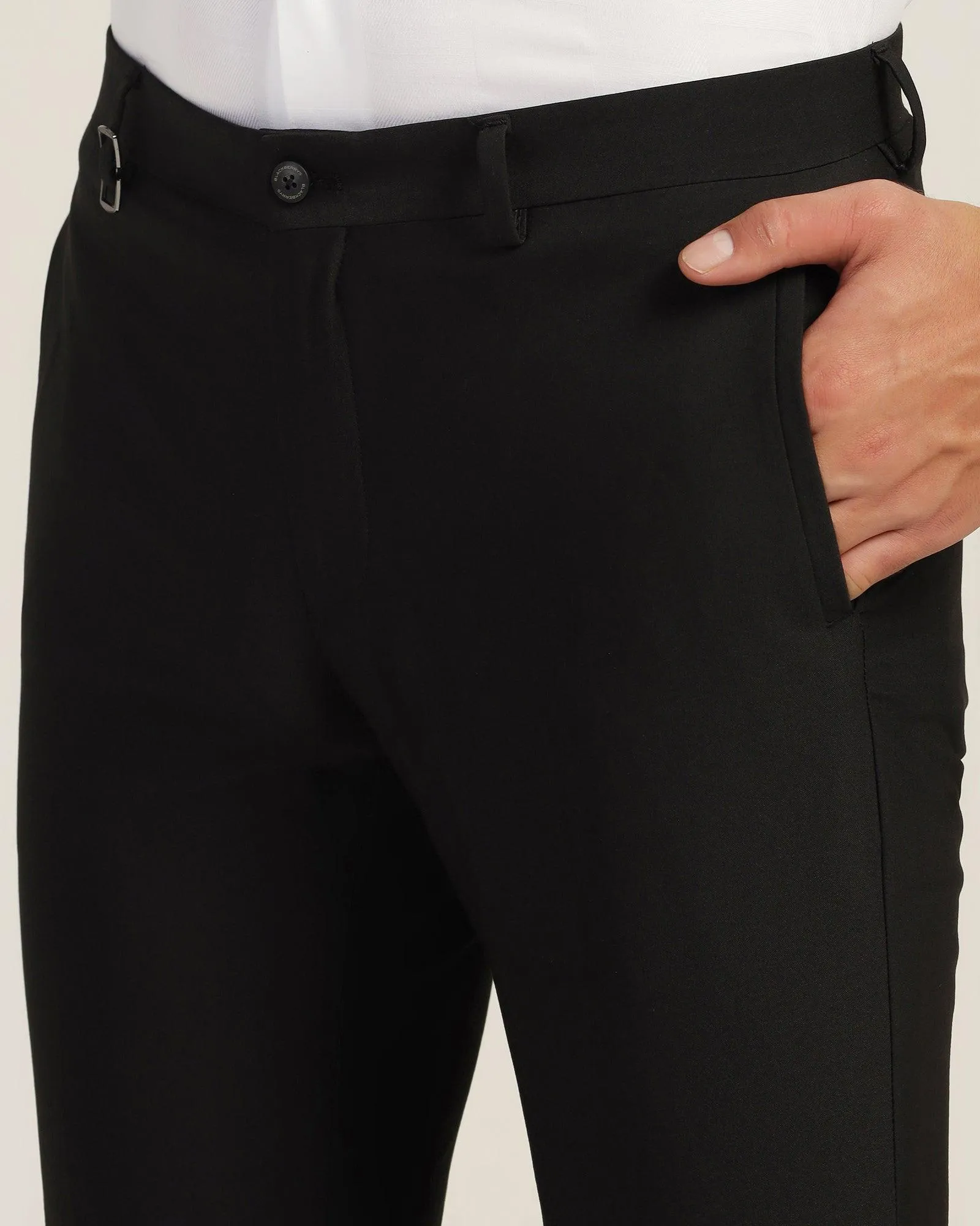 Urban Cool Slim Fit B-91 Formal Black Solid Trouser - Black