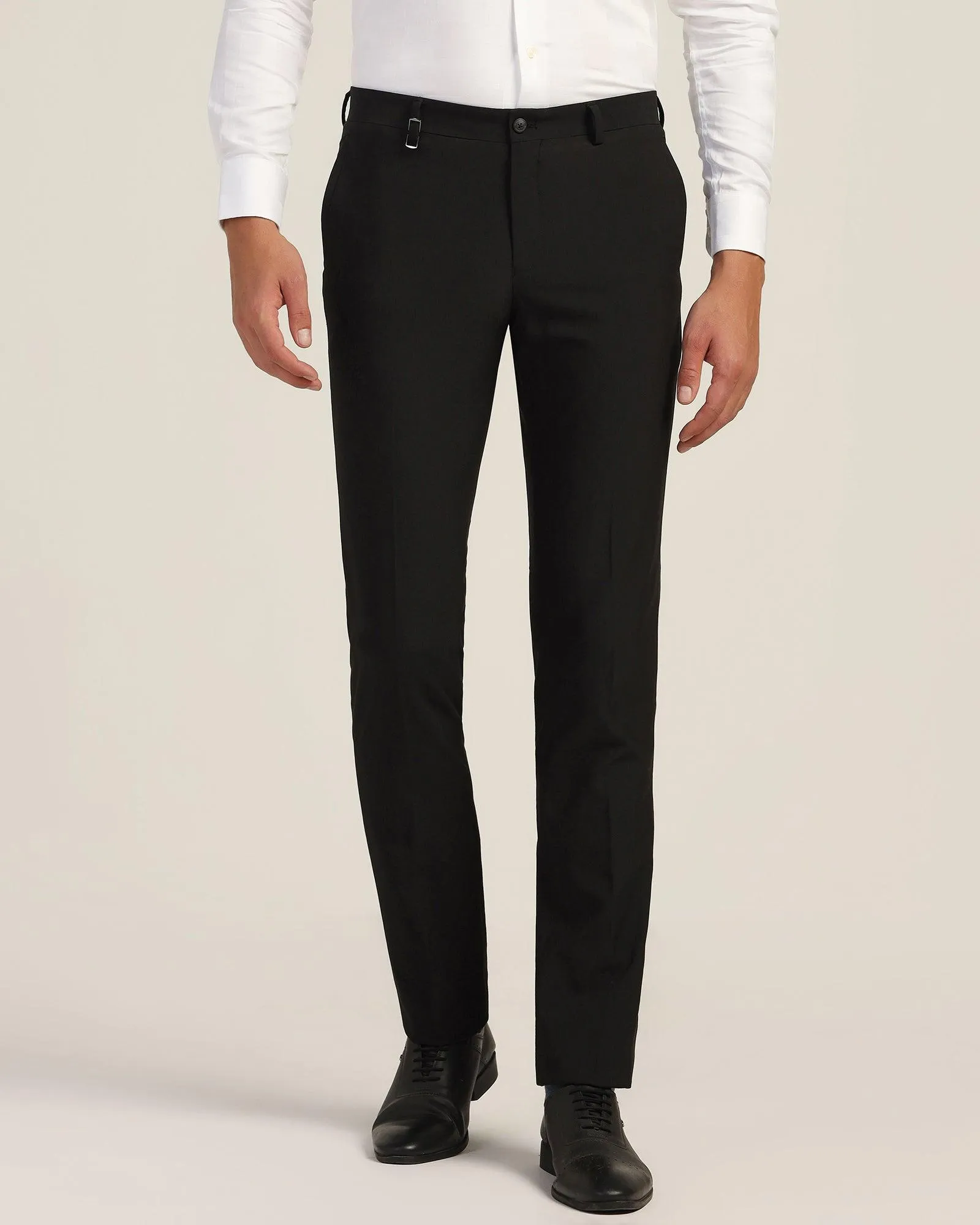 Quick Layer Slim Fit B-91 Formal Black Solid Trouser - Black